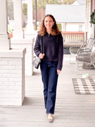 Black Fuzzy and Soft Cropped Half-Zip Sweatshirt