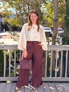 Rose & Lee Co Rhea Pants, Eggplant Pants