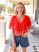 Rose & Lee Co Cast Of Waves Top, Lychee by Z Supply short sleeve