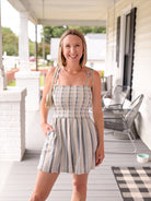 Rose & Lee Co Lara Romper, Sweetgrass Stripe Romper