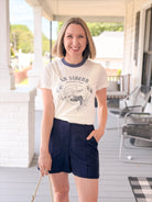 Rose & Lee Co La Sirena Tee, Antique White by Marine Layer short sleeve