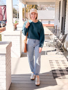 dark teal quilted sweatshirt