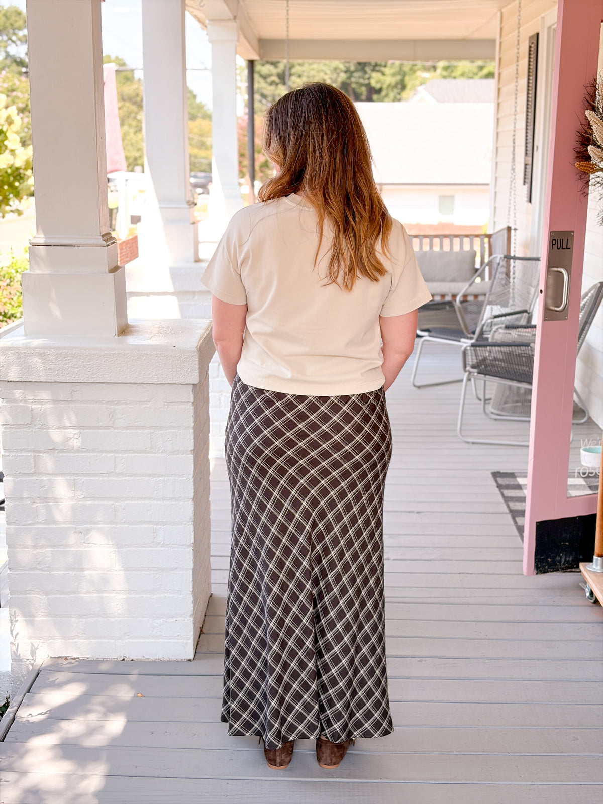 Rose & Lee Co Europa Plaid Skirt, Ash Black by Z Supply Skirts