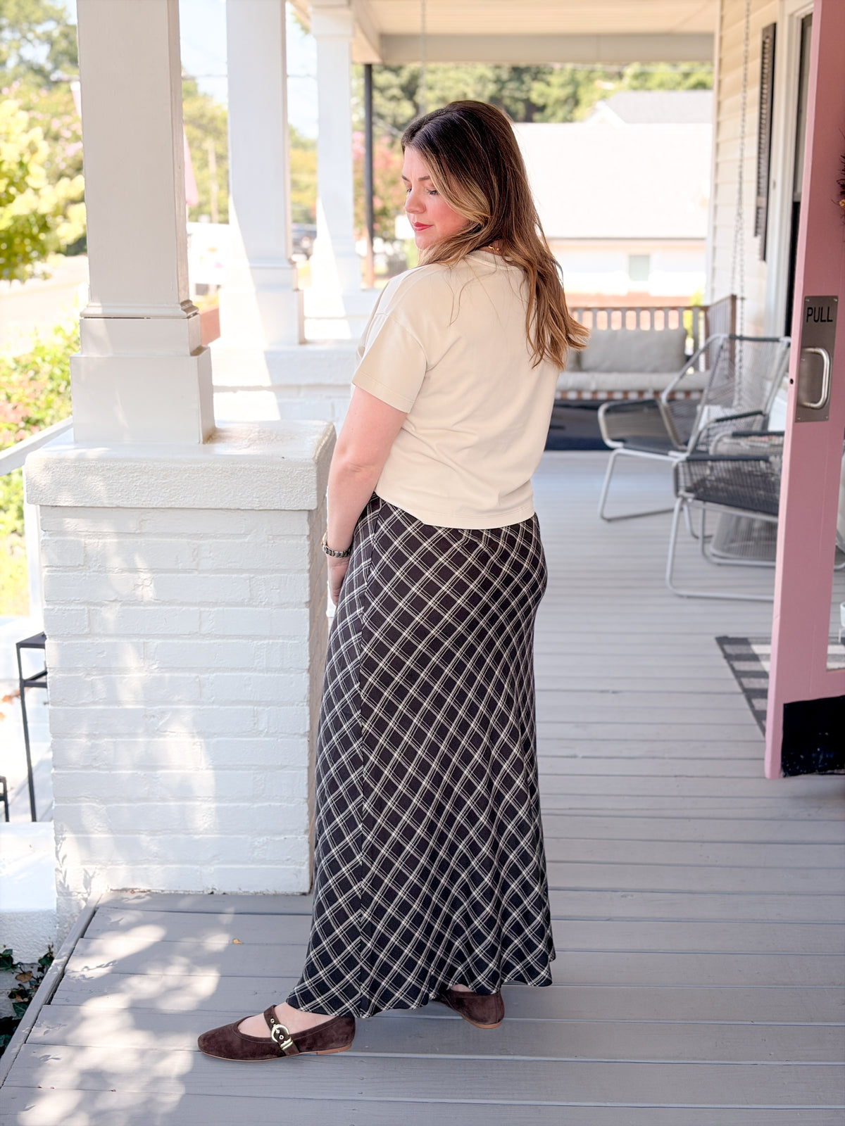 Rose & Lee Co Europa Plaid Skirt, Ash Black by Z Supply Skirts