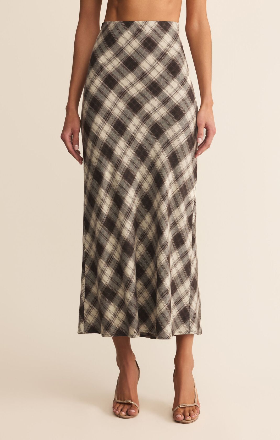 Plaid Flannel Lightweight Midi Length Skirt