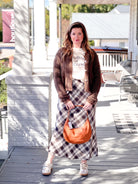 Plaid Flannel Lightweight Midi Length Skirt