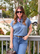 Rose & Lee Co Evelyn Top, Marina Wash short sleeve