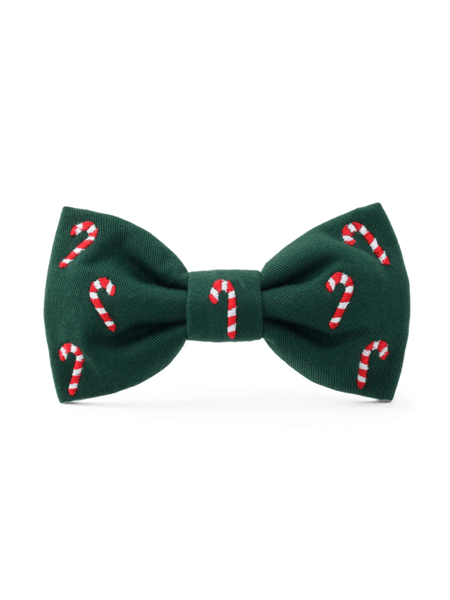 Rose & Lee Co The Foggy Dog Embroidered Bow Tie, Evergreen Candy Canes Pets