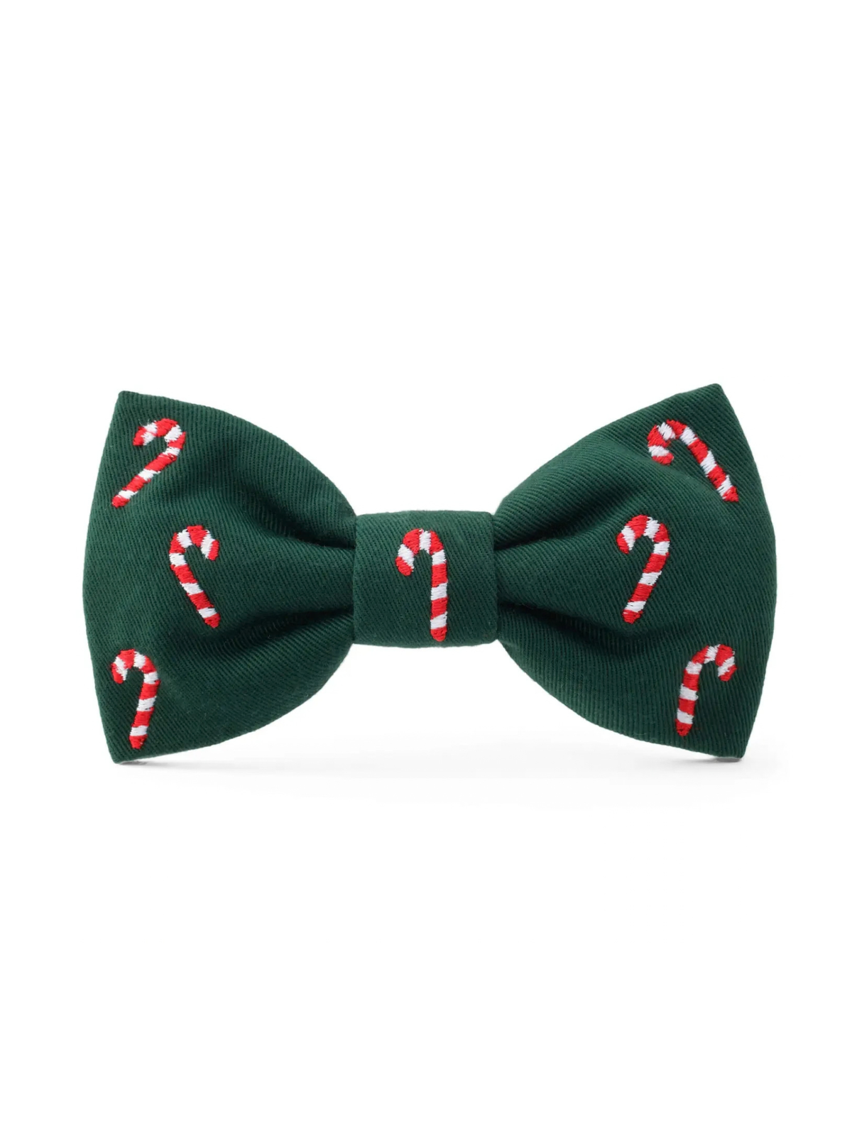 Rose & Lee Co The Foggy Dog Embroidered Bow Tie, Evergreen Candy Canes Pets