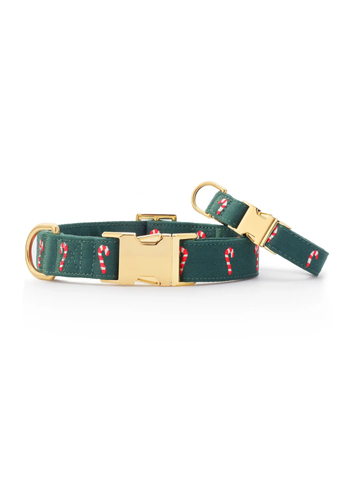 Rose & Lee Co The Foggy Dog Embroidered Collar, Evergreen Candy Canes Pets