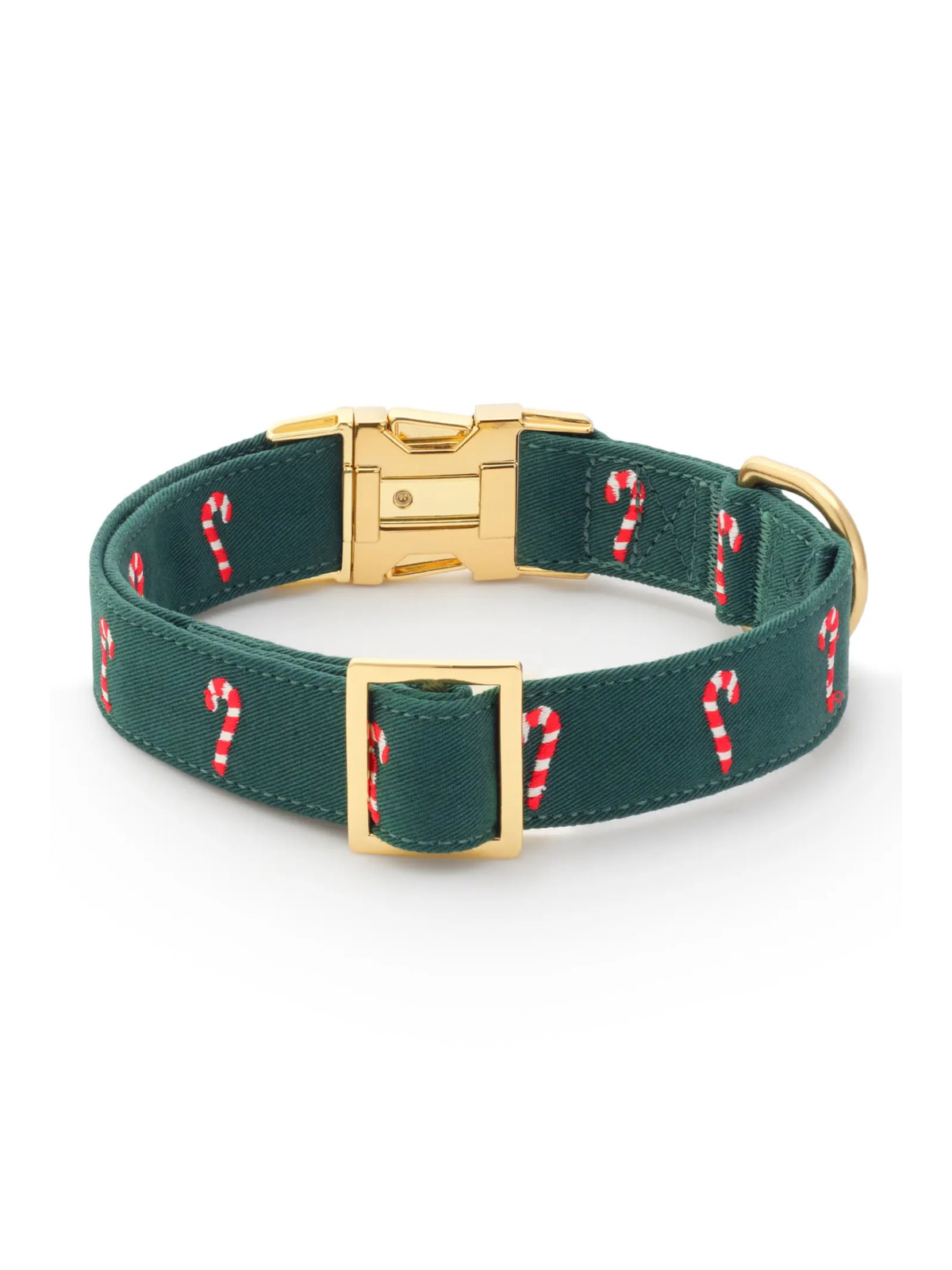Rose & Lee Co The Foggy Dog Embroidered Collar, Evergreen Candy Canes Pets
