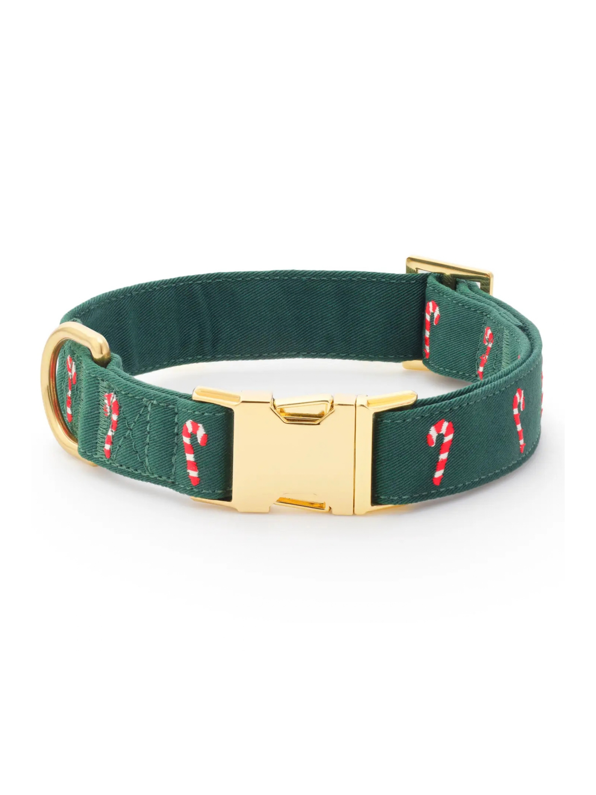 Rose & Lee Co The Foggy Dog Embroidered Collar, Evergreen Candy Canes Pets