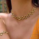 Rose & Lee Co Everly Chain Link Necklace, 18k Gold Earrings