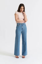 Embroidered Floral High Rise Wide Leg Jeans
