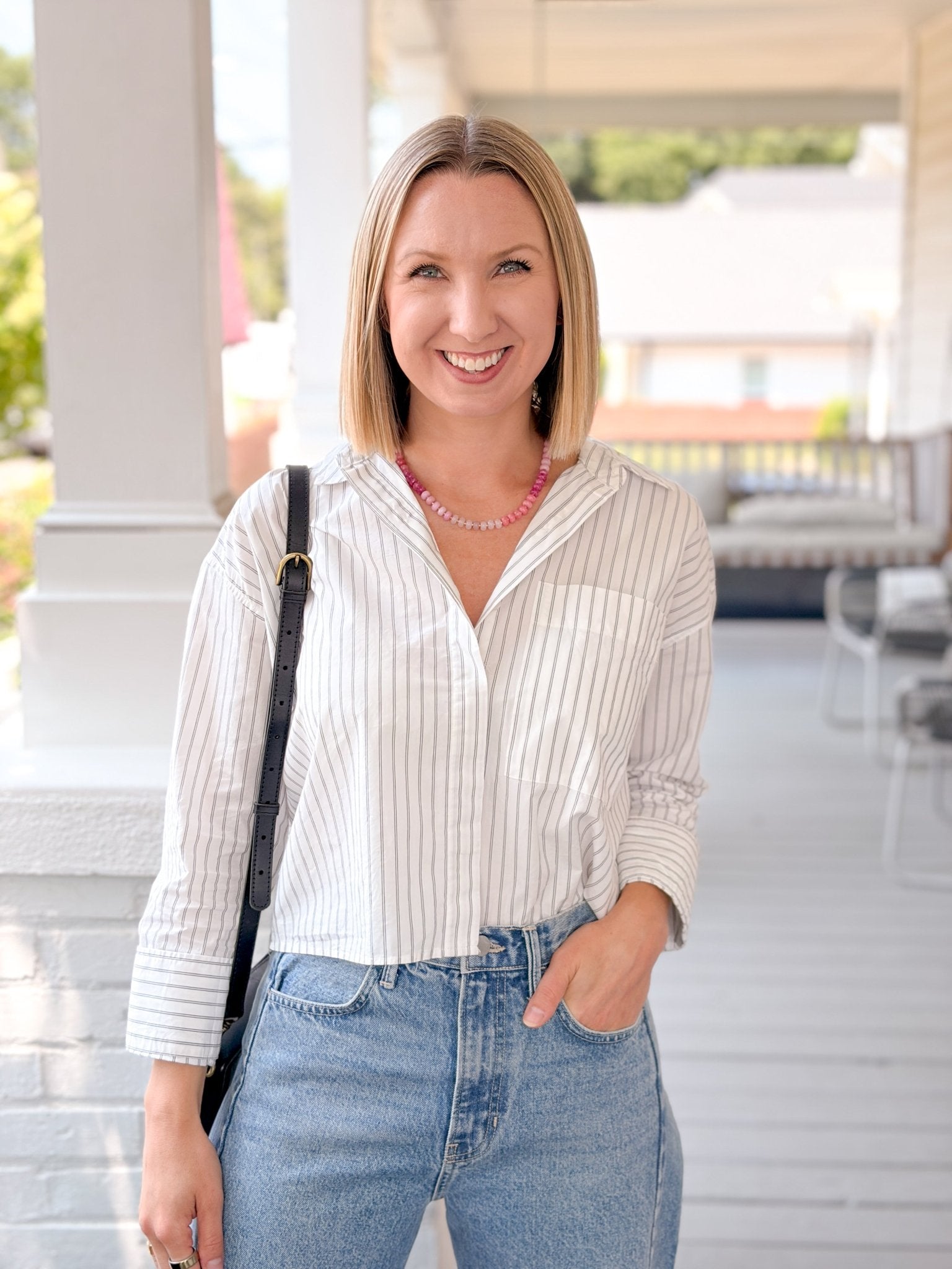 Rose & Lee Co Favorite Button Up Top, White by Z Supply Long Sleeve