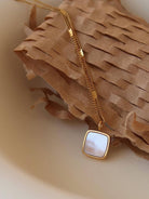 Gold Square Shell Necklace