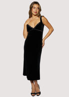 Black Sleeveless Midi Dress with Lace Detailing