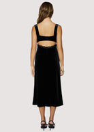 Black Sleeveless Midi Dress with Lace Detailing