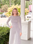 Brown/White Striped Long Sleeve Top