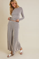 Brown/White Striped Long Sleeve Top