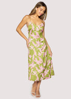 Rose & Lee Co Flora Dress, Green Floral Event Dress