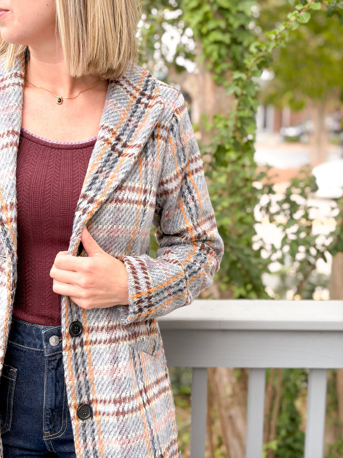 Rose & Lee Co Flower Bed Coat, Grey/Wine Multi Jackets