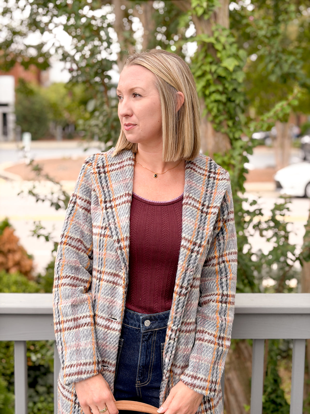 Rose & Lee Co Flower Bed Coat, Grey/Wine Multi Jackets
