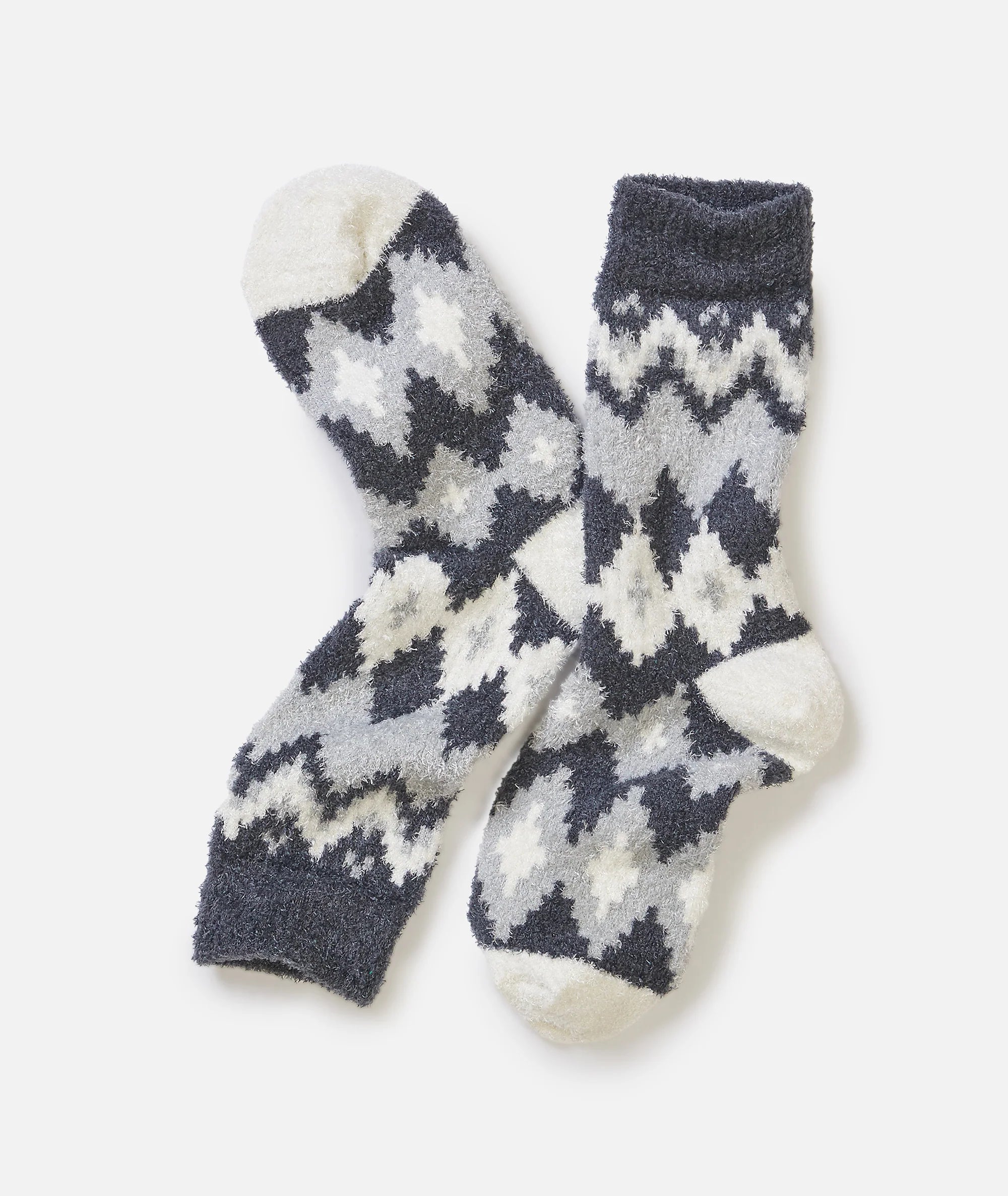 Charcoal Printed Fuzzy Socks