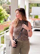 leopard tank with high neckline