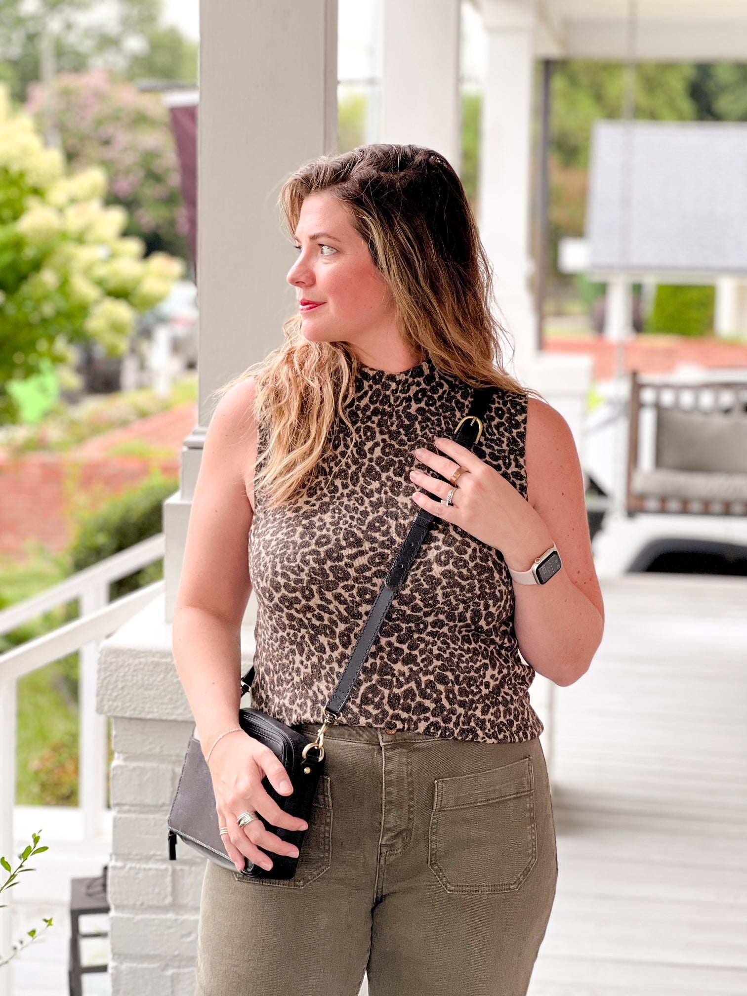 leopard tank with high neckline