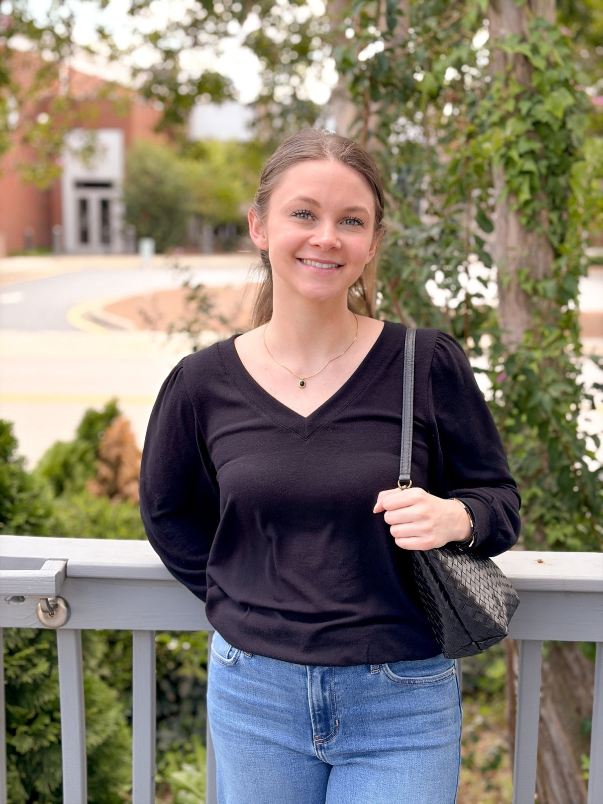 Rose & Lee Co Gabriella Top, Black by Michael Stars Long Sleeve