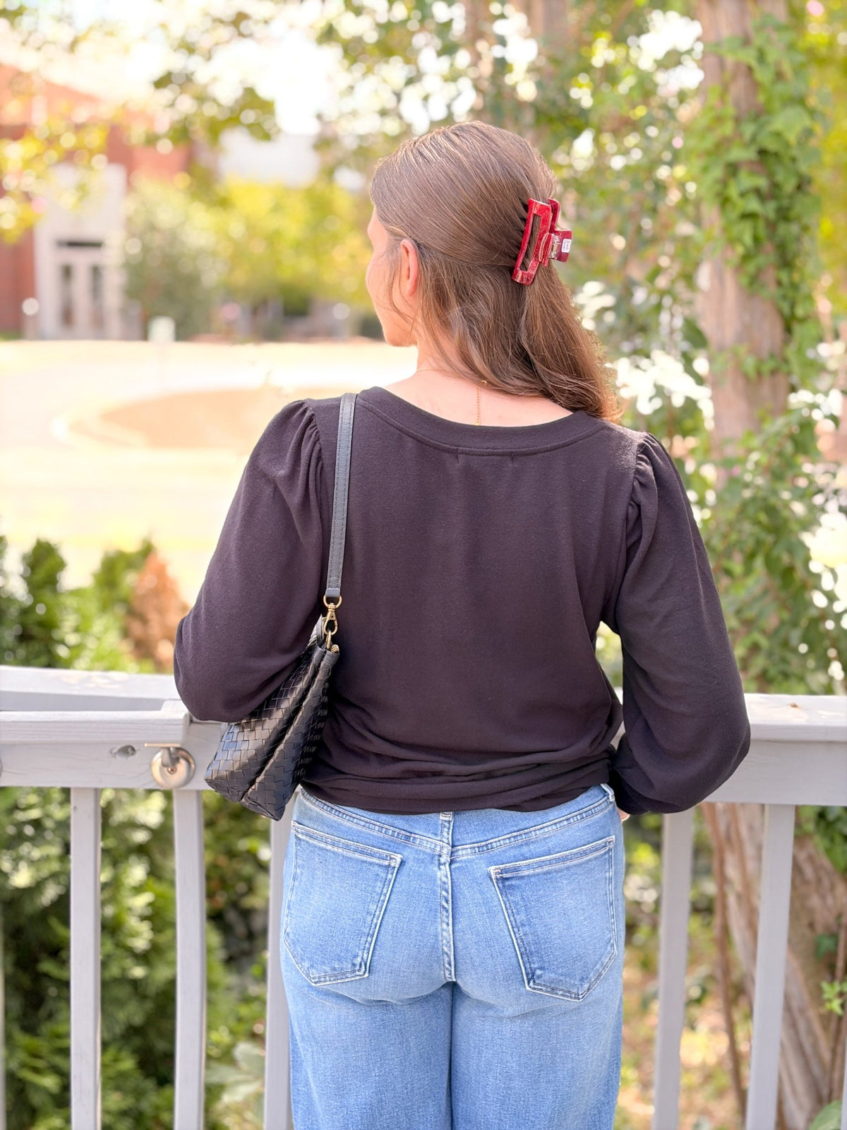 Rose & Lee Co Gabriella Top, Black by Michael Stars Long Sleeve