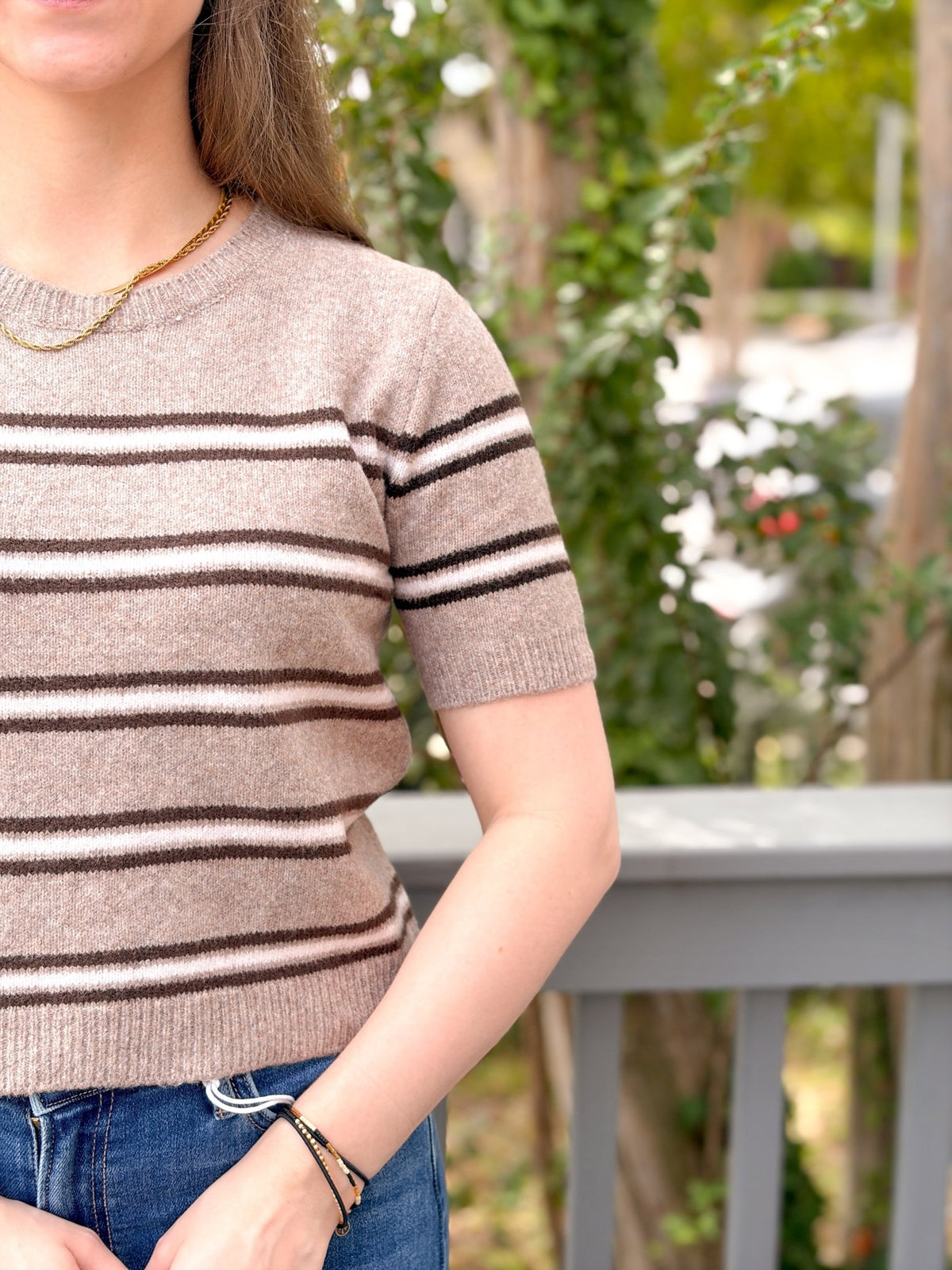 Rose & Lee Co Gatewood Sweater, Heather Ash by Z Supply short sleeve