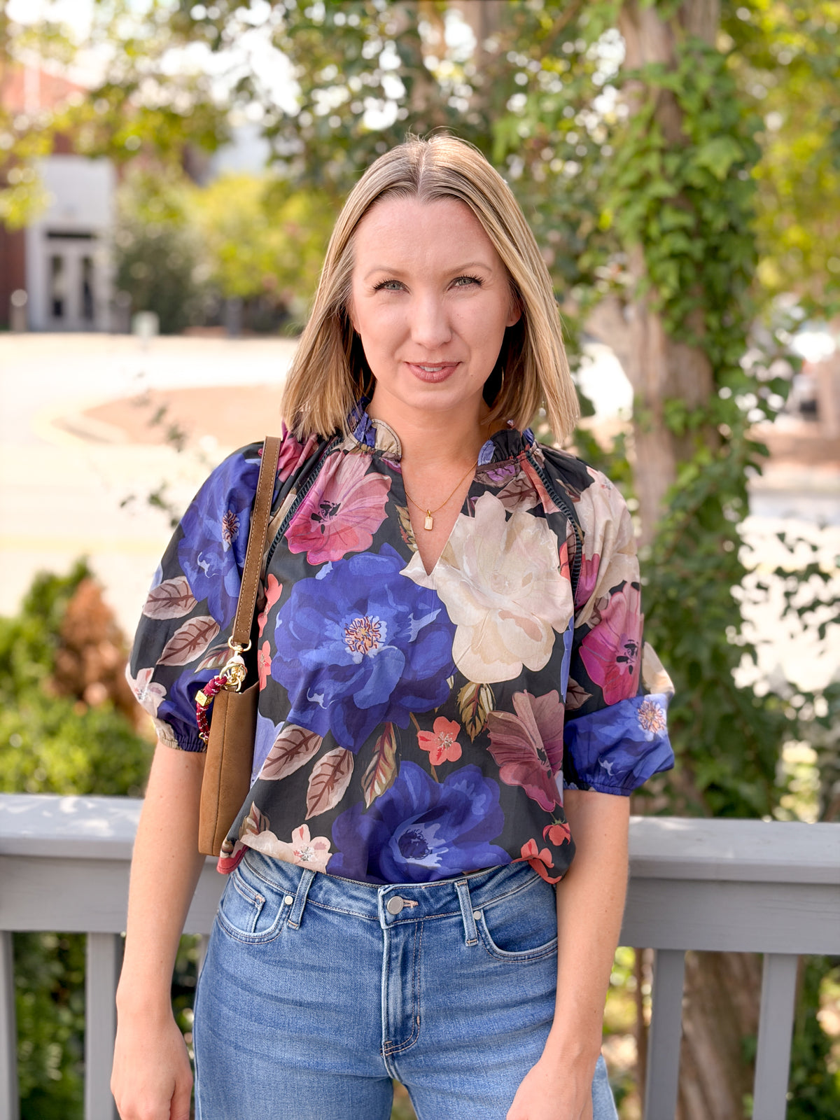 Rose & Lee Co Gianna Top, Night Blossom Work Tops