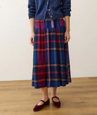 Multi Colored Plaid Midi Skirt