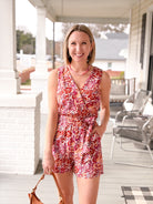 Cream/Pink Multi Floral Sleeveless Romper