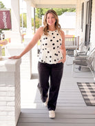 Rose & Lee Co Phoebe Top, Ivory/Black Dot Work Tops