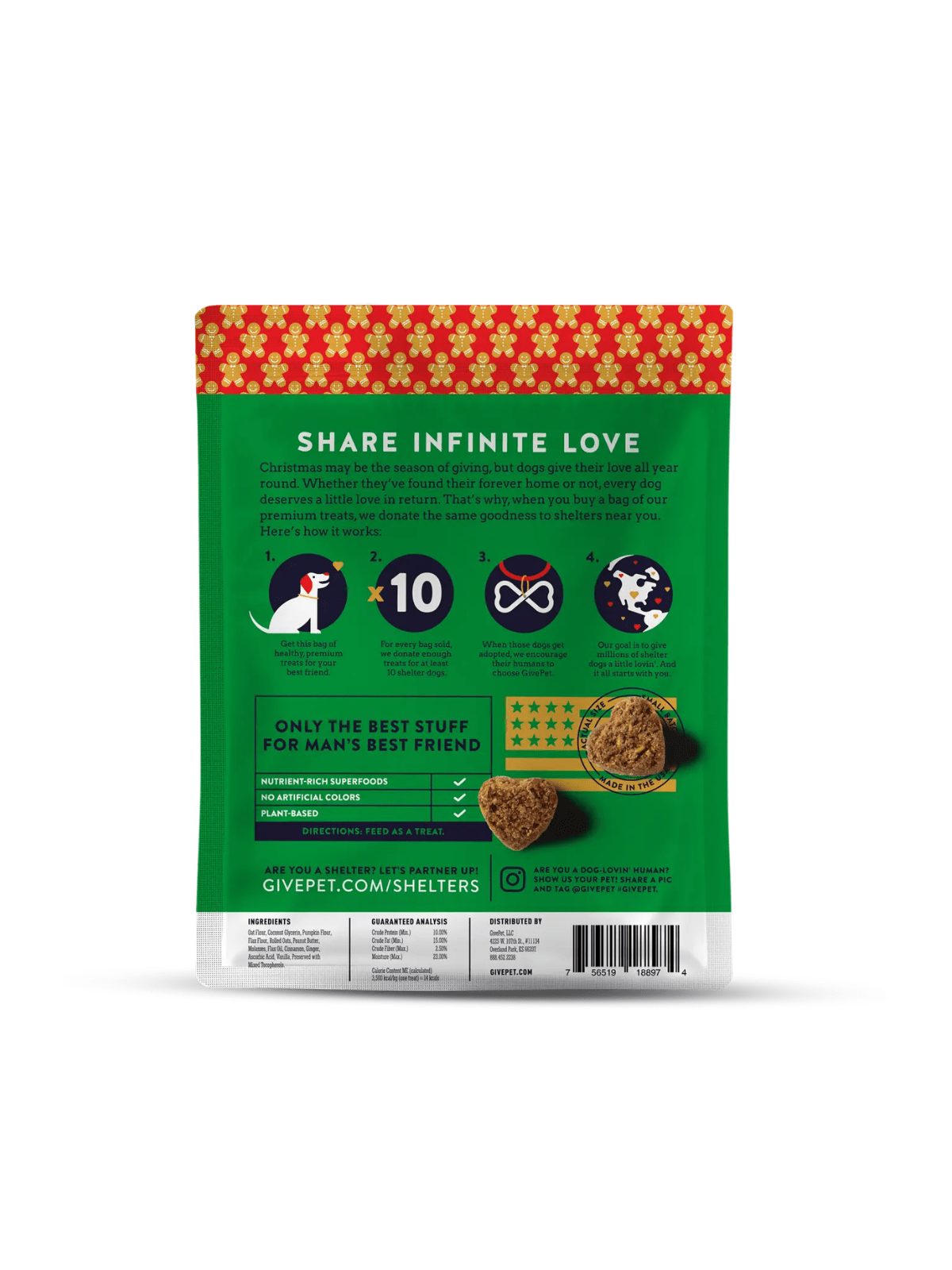 Rose & Lee Co Gingerbone House Holiday Dog Treats Pets
