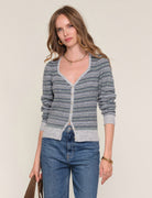 Blue Striped Button Cardigan