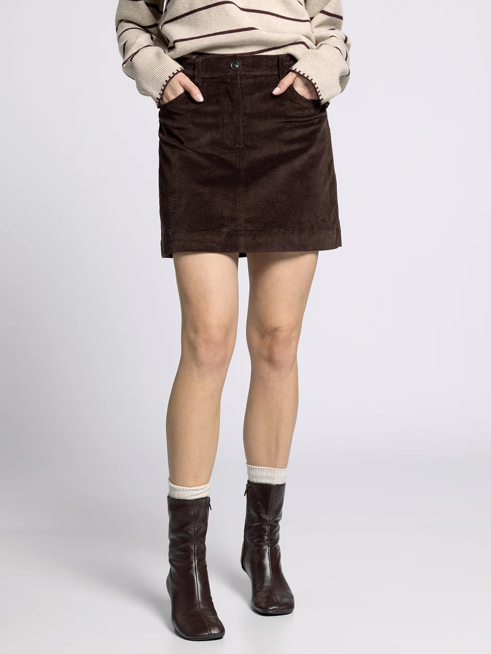 Brown Corduroy Mini Skirt