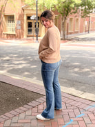 Rose & Lee Co The Cozy V Neck Sweater, Dune Mist by Good American Sweaters