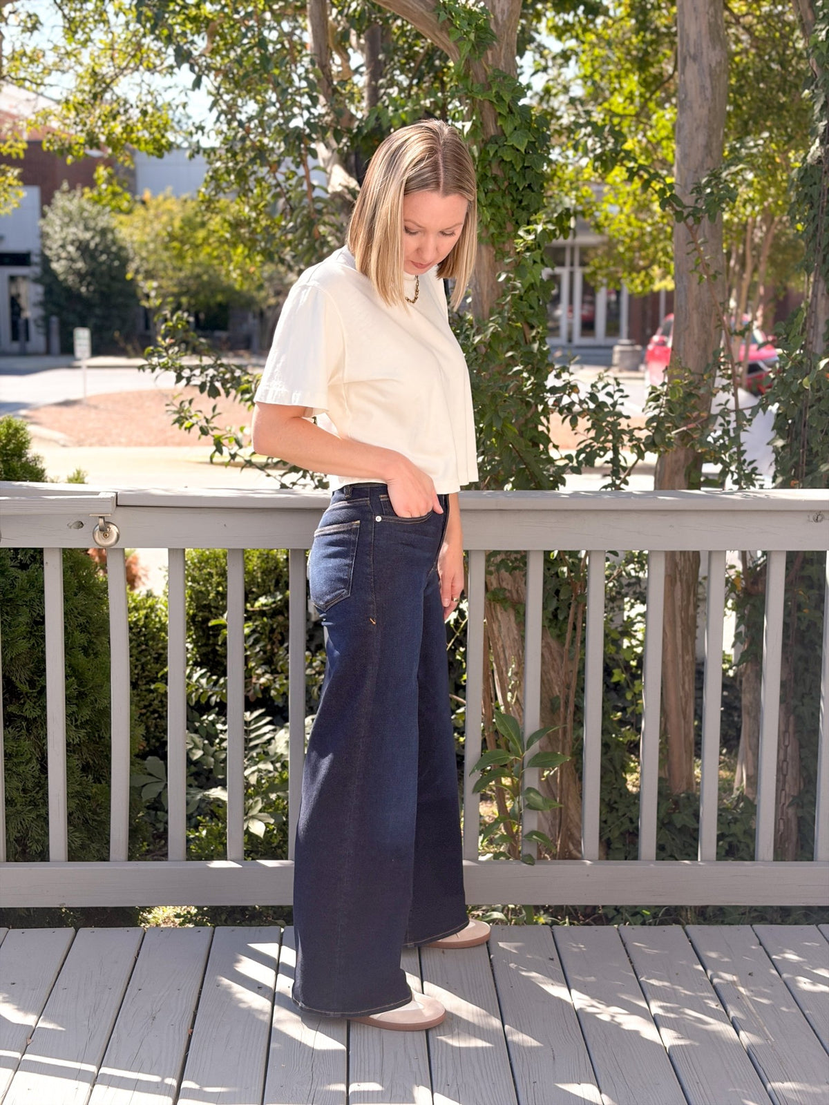 Rose & Lee Co Good Waist Palazzo Jeans, Indigo1308 by Good American Denim