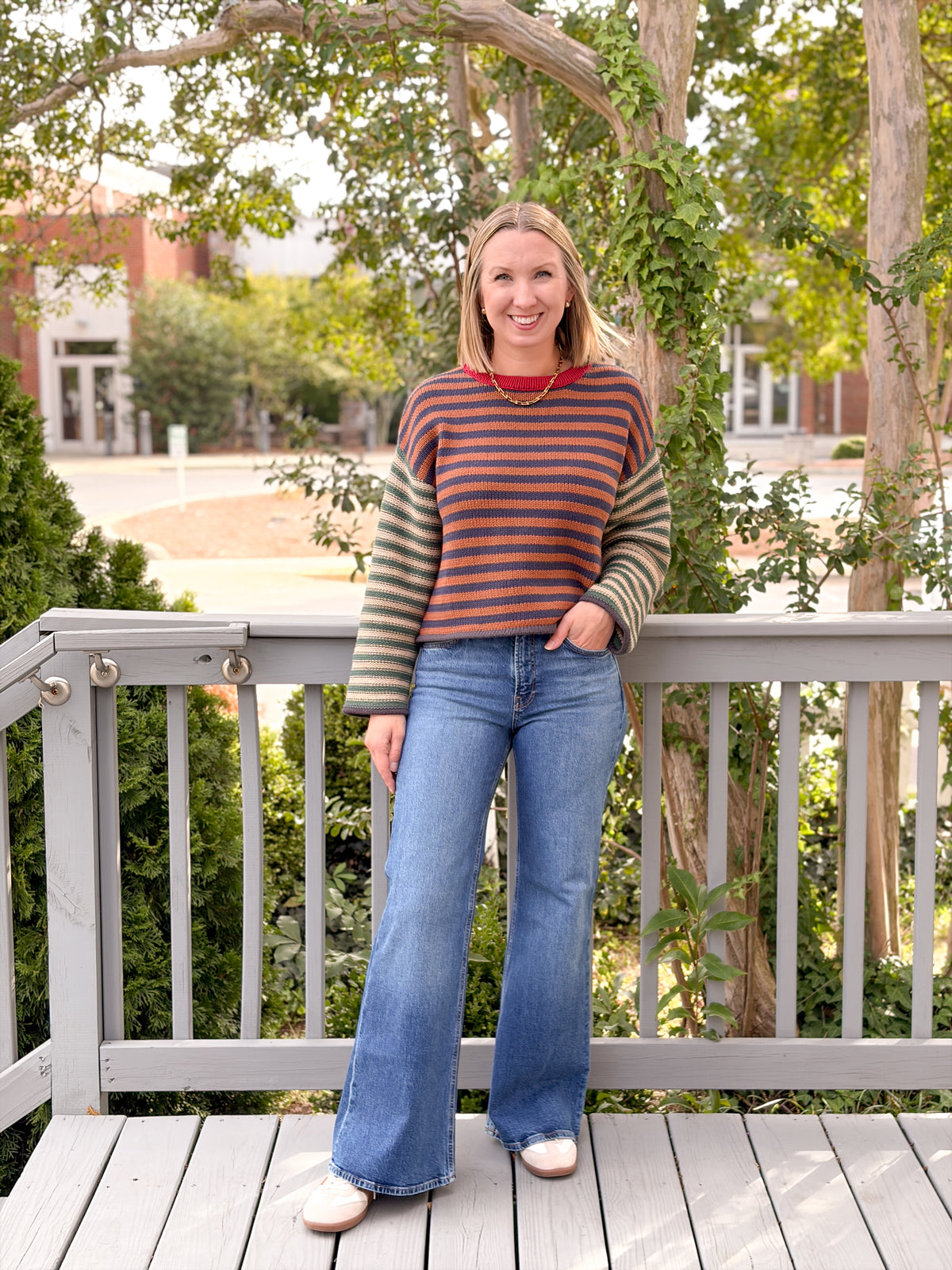 Rose & Lee Co Aubriella Sweater, Brown/Navy Sweaters