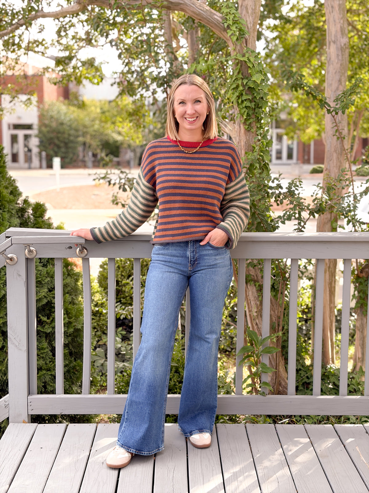 Rose & Lee Co Aubriella Sweater, Brown/Navy Sweaters