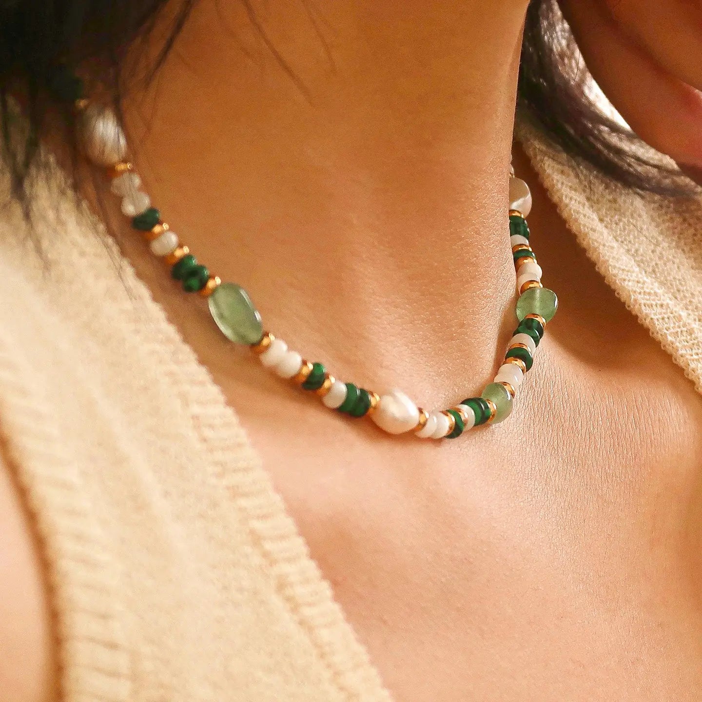 Rose & Lee Co Fern Necklace, Bohemian Pearl & Bead Necklaces