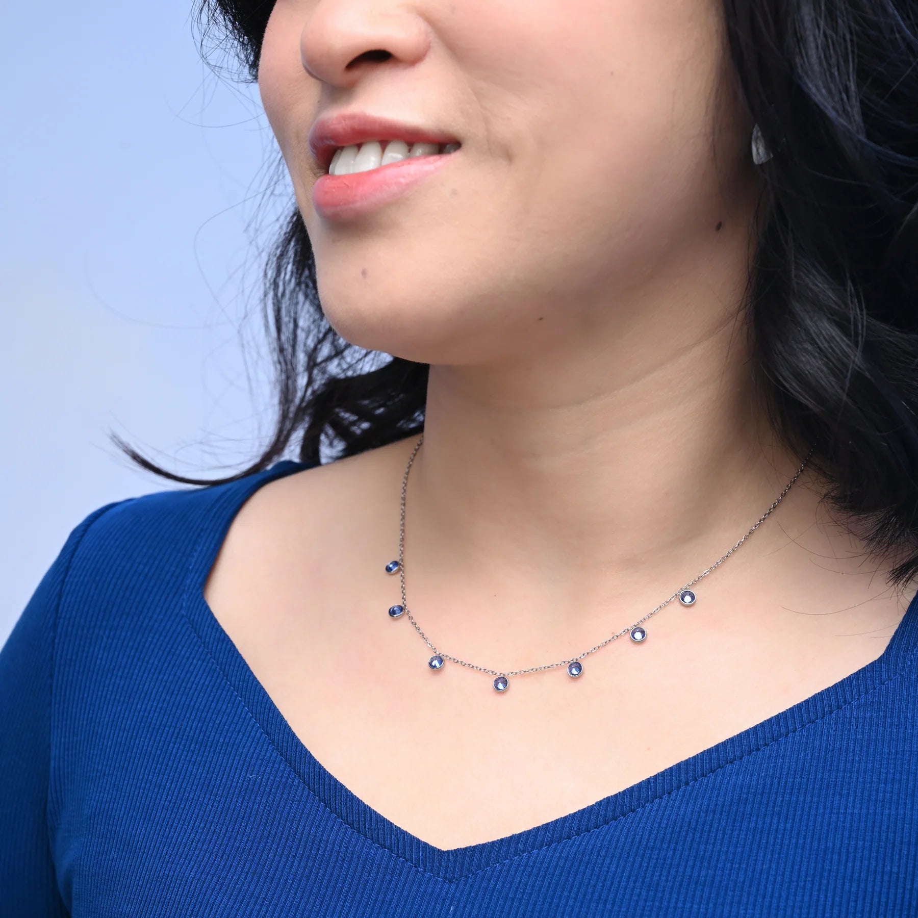 Rose & Lee Co Guiding Lights Necklace, Silver & Blue Necklaces