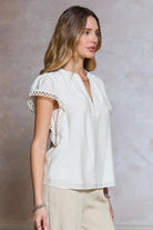 Rose & Lee Co Haylee Top, Off White Work Tops