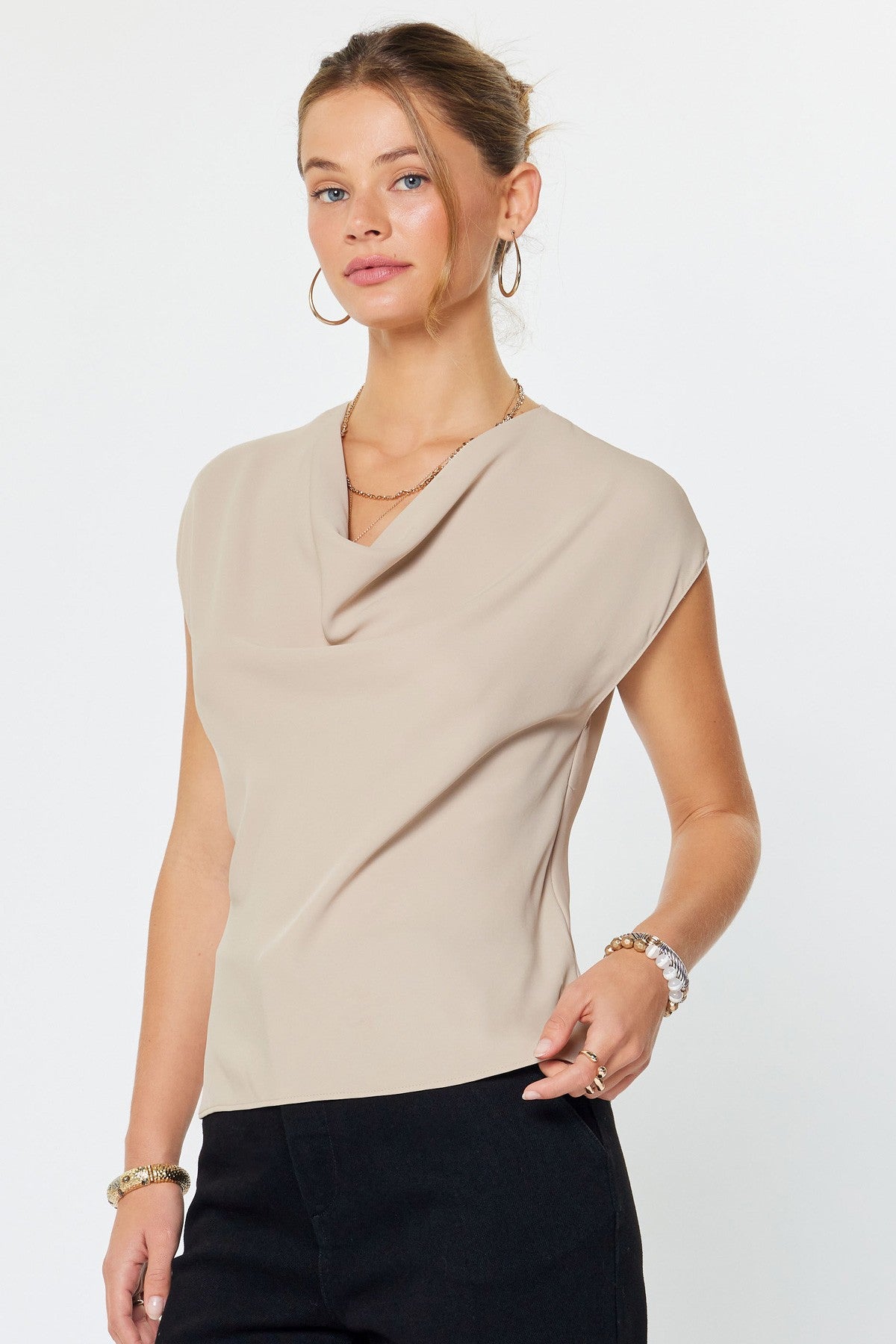 Rose & Lee Co Hayley Top, Taupe Work Tops