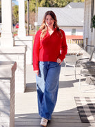 Red Half Zip Up Sweater