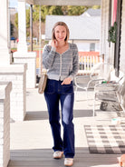 Blue Striped Button Cardigan